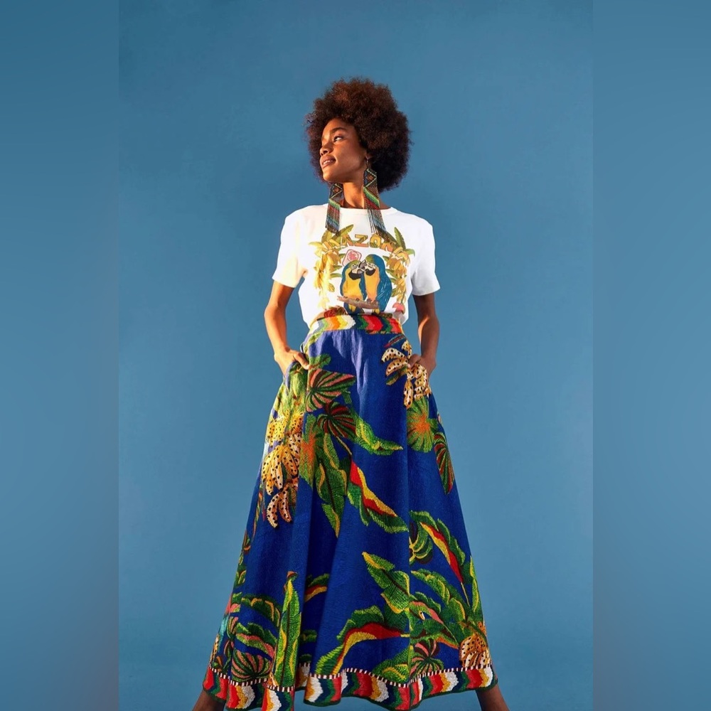 FARM RIO Tropical Scarf Midi Skirt (NWT)
